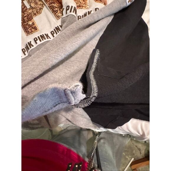 VS PINK Bling Hoodie Pullover -size Medium black gold bling sequin - Picture 7 of 7